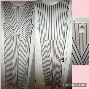 W by Worth Black and White Striped Maxi Dress